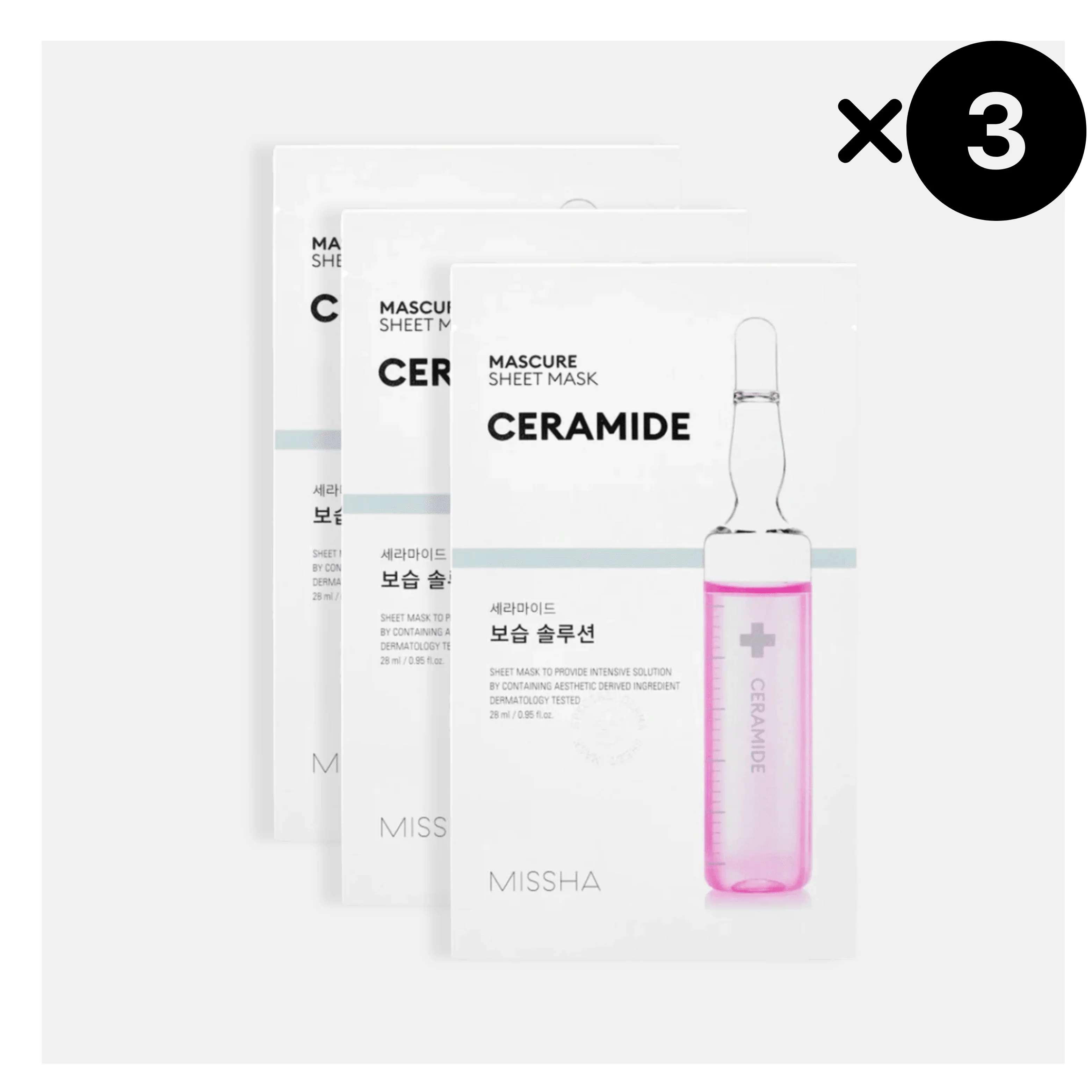 MISSHA Mascure Moisture Barrier Ceramide Sheet Mask, 3 pezzi
