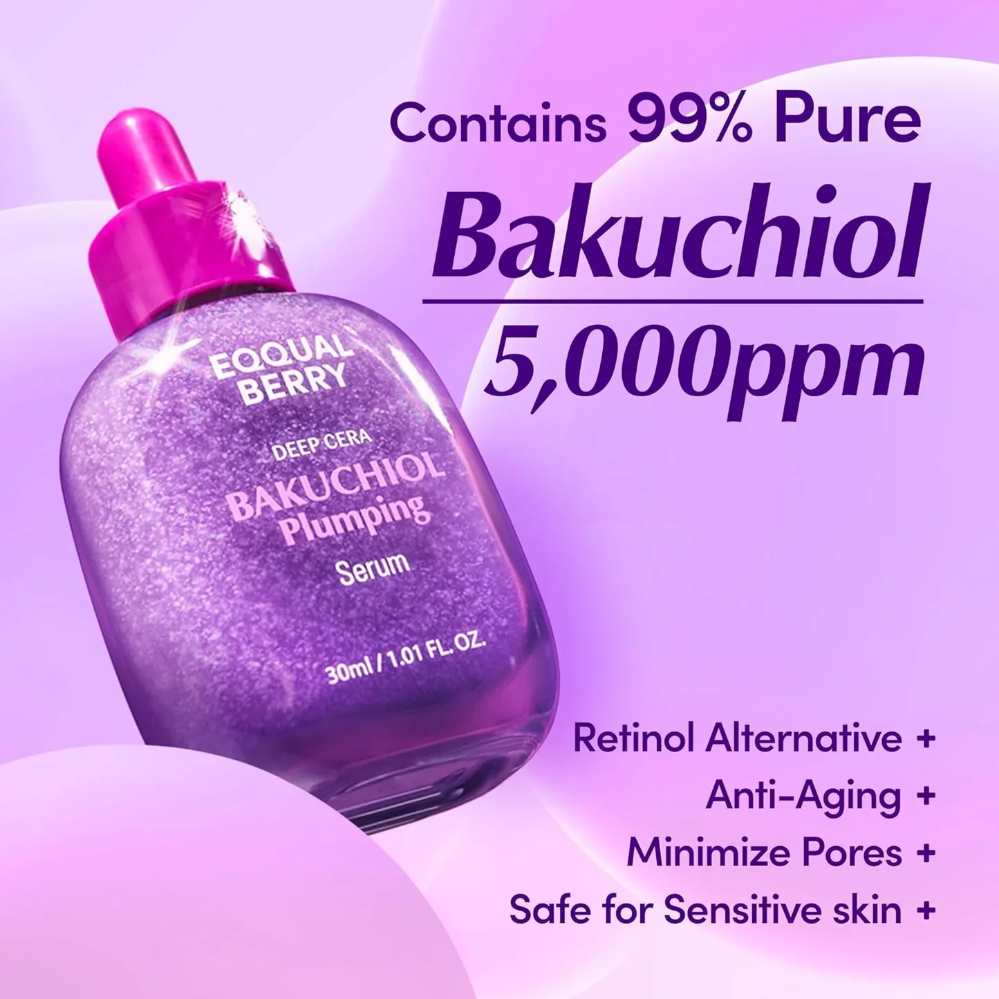 EQQUALBERRY Bakuchiol Plumping Serum, 30ml - Image 3