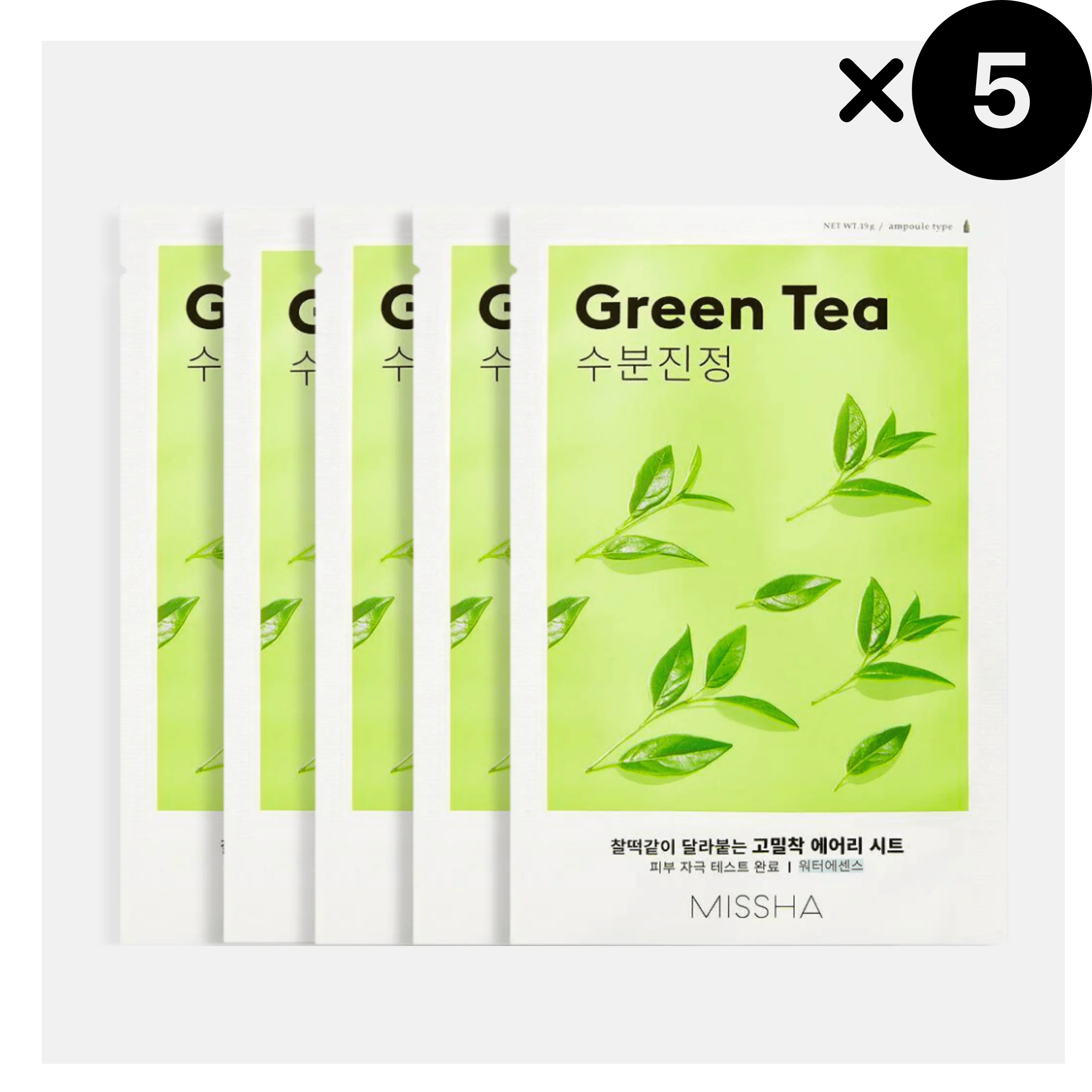 Missha Airy Fit Sheet Mask, Green Tea 5 pezzi