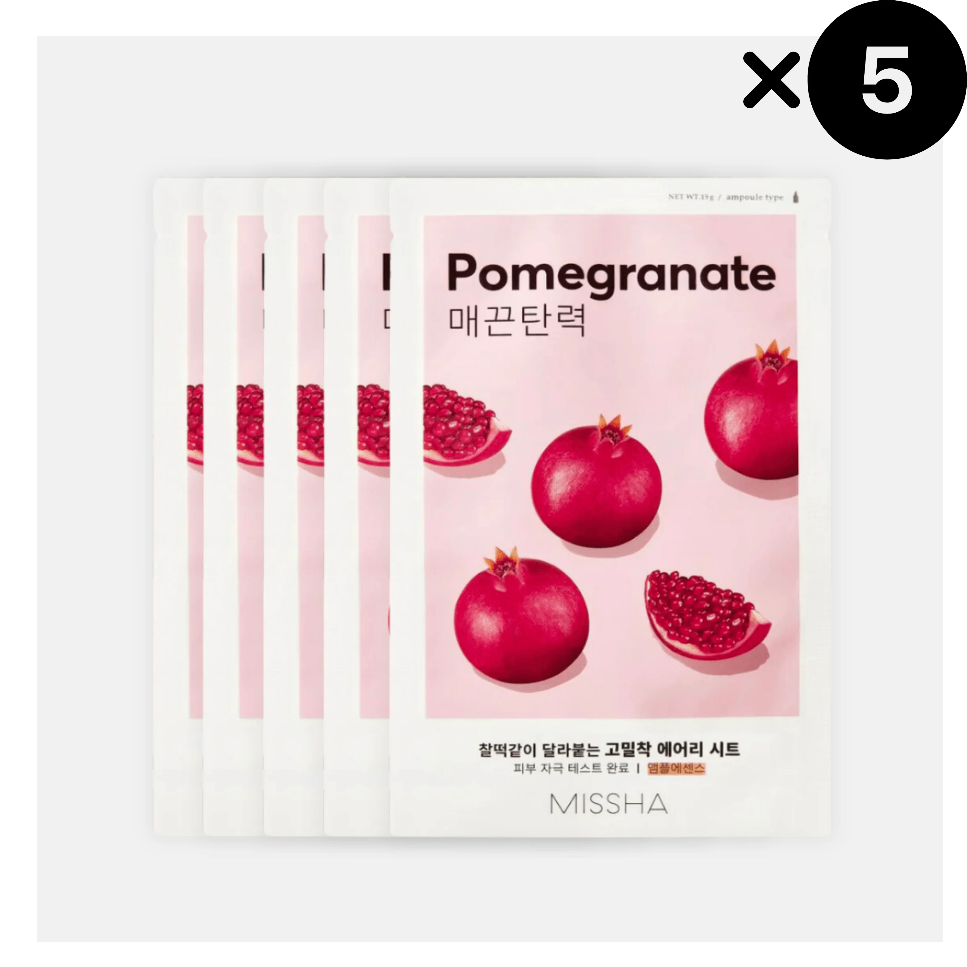 MISSHA Airy Fit Sheet Mask - Melograno, 5 pezzi