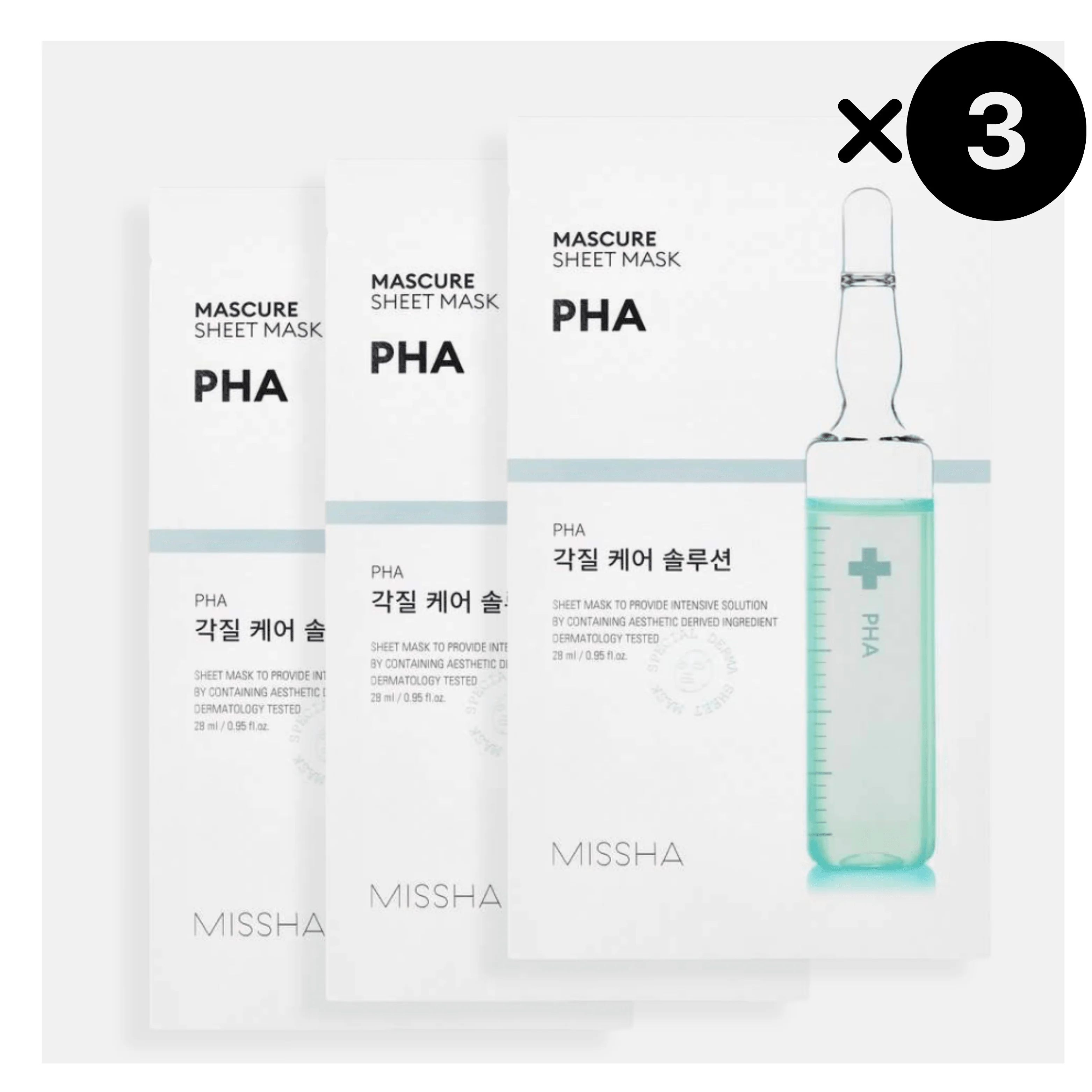 MISSHA Mascure Peeling PHA Sheet Mask, 3 pezzi