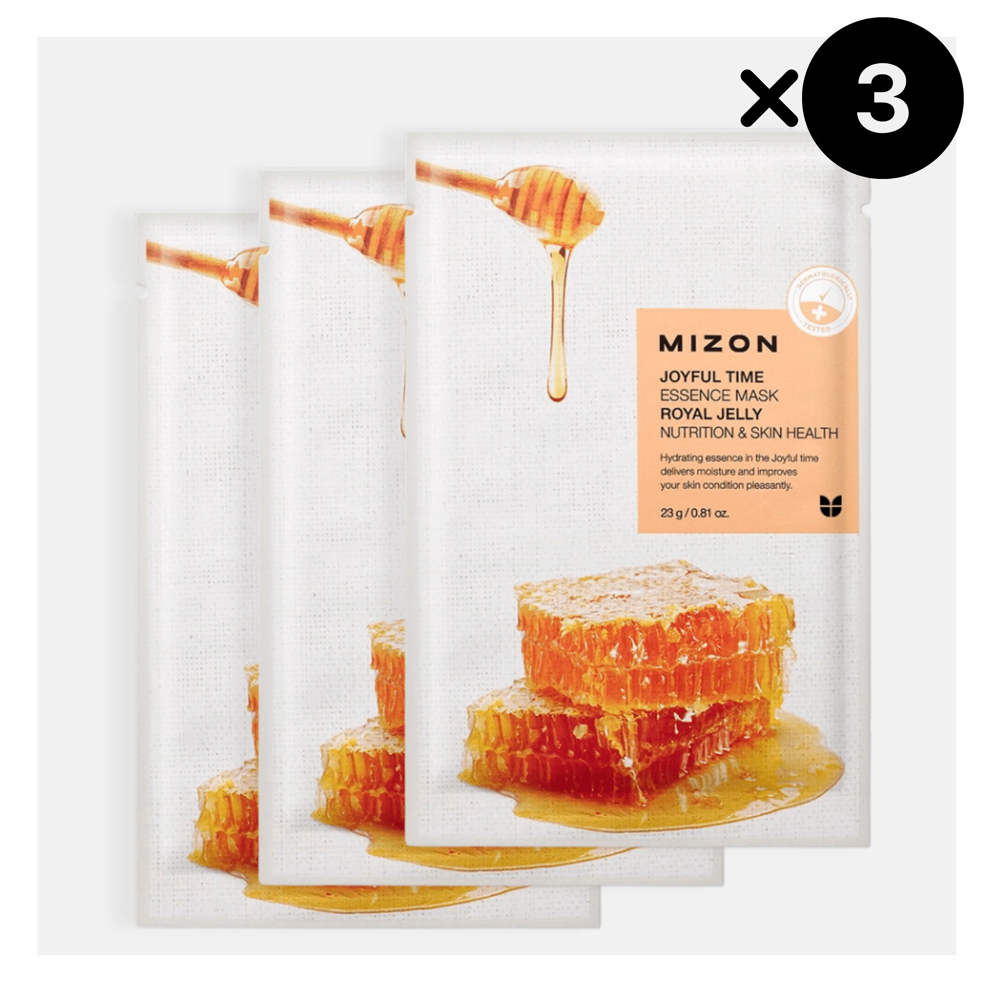 MIZON Joyful Time Essence Mask - Royal Jelly, 3 pezzi