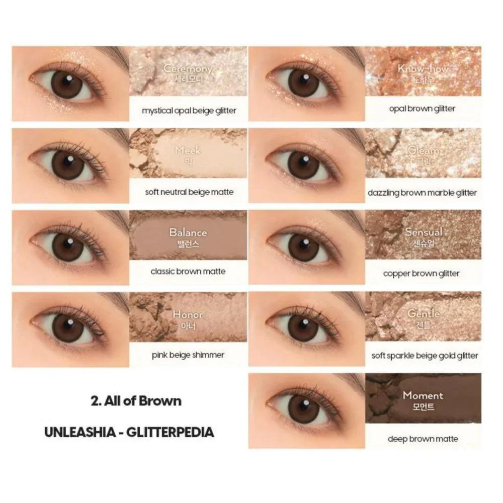 Unleashia - Glitterpedia Eye Palette - 2 All of Brown - Image 4